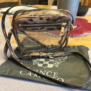 Vince Camuto Brown and Gold Stadium purse